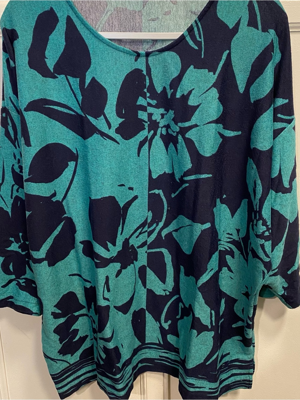 Women’s Teal and Black Floral Blouse